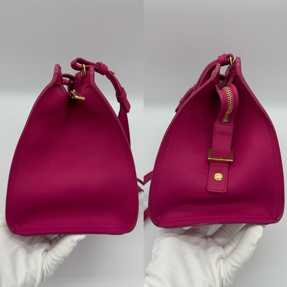 Authentic Yves Saint Laurent pink small cabad tote in smoot calfskin leather - Picture 10 of 15